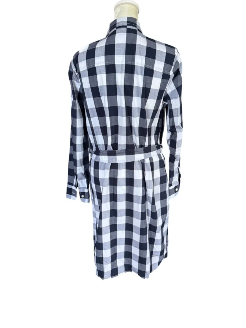 J. Crew blue and white buffalo check long sleeve collared button down dress 4